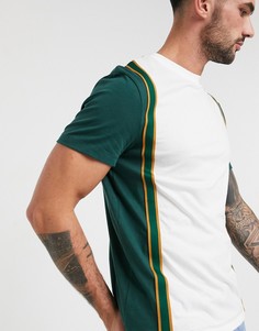 Зеленая футболка из органического хлопка с лентой ASOS DESIGN-Белый