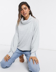 Серый oversized-джемпер со свободным воротом ASOS DESIGN