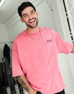Выбеленная футболка из органического хлопка с принтом ASOS DESIGN-Розовый