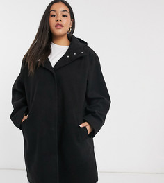 Черное фактурное пальто с капюшоном ASOS DESIGN Curve-Черный