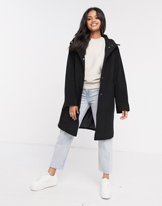 Черное пальто с капюшоном ASOS DESIGN-Черный