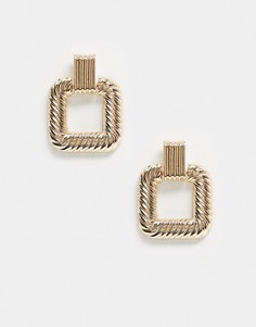 Золотистые квадратные серьги в стиле ретро ALDO-Золотой