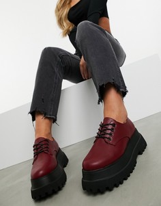 Бордовые туфли на массивной подошве со шнуровкой ASOS DESIGN-Красный