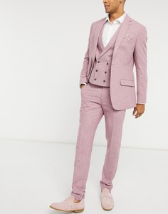 Зауженные брюки розового цвета из ткани с добавлением шерсти Topman-Розовый