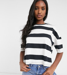 Черная короткая футболка в полоску ASOS DESIGN Tall-Черный