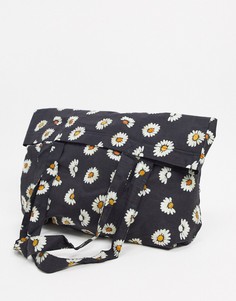 Большая сумка из органического хлопка с принтом в стиле 90-х ASOS DESIGN-Черный