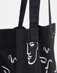 Монохромная сумка-тоут из органического хлопка ASOS DESIGN-Черный