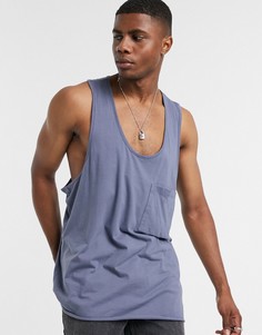 Серая майка-борцовка с карманом ASOS DESIGN-Серый