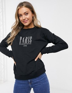 Свитшот с принтом "Paris" ASOS DESIGN-Черный