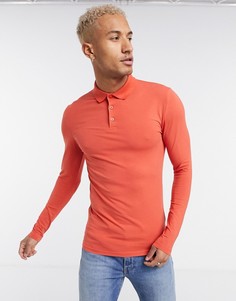 Красное обтягивающее поло с длинными рукавами из органического хлопка ASOS DESIGN-Красный