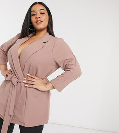 Розовый трикотажный пиджак ASOS DESIGN Curve