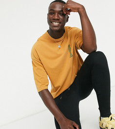 Желтая oversized-футболка с принтом на груди и эффектом кислотной стирки ASOS DESIGN Tall-Желтый