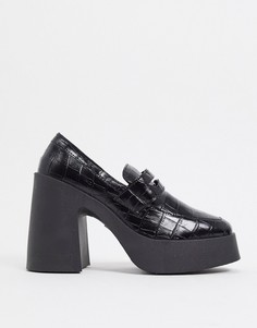 Черные лоферы на массивной подошве и каблуке ASOS DESIGN-Черный