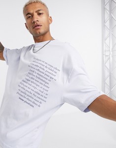 Лавандовая oversized-футболка с принтом на груди ASOS DESIGN-Синий