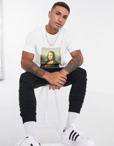 Белая oversized-футболка с принтом Topman-Белый