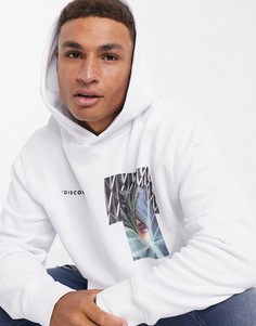 Худи белого цвета с принтом Topman-Белый