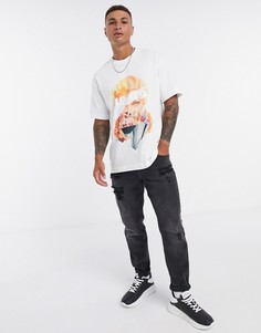 Белая футболка с абстрактным принтом Topman-Белый