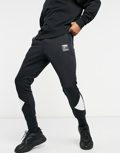 Черные спортивные штаны с белой отделкой и логотипом Puma Rebel-Черный
