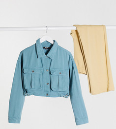 Шалфейно-серая короткая джинсовая куртка с пряжкой Missguided Tall-Серый