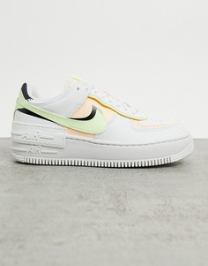 Кроссовки белого/розового/зеленого цвета Nike Air Force 1 Shadow-Белый
