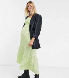 Платье макси на бретельках с сердцами Wednesdays Girl Maternity-Зеленый
