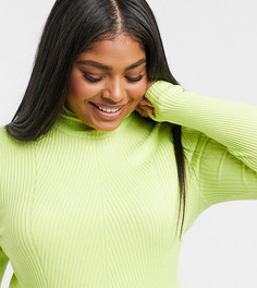 Лаймово-зеленая водолазка в рубчик Urban Bliss Plus-Зеленый