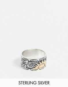 Серебряное кольцо с покрытым 14-каратным золотом солнцем ASOS DESIGN​​​​​​​-Мульти