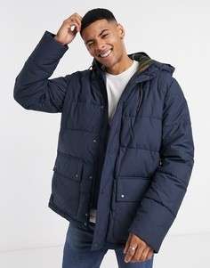 Темно-синяя стеганая куртка с капюшоном Barbour-Темно-синий
