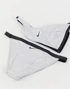 Серебристые плавки бикини с переливающимся эффектом Nike flash-Серебряный