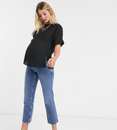 Черная футболка с отворотами на рукавах ASOS DESIGN Maternity-Черный