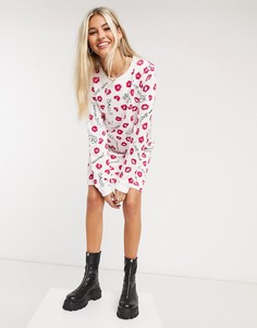 Белое платье-свитер с принтом Love Moschino-Белый