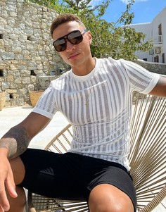 Обтягивающая сетчатая футболка ASOS DESIGN-Белый