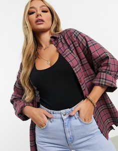 Рубашка бойфренда в красно-синюю клетку с длинными рукавами ASOS DESIGN-Мульти