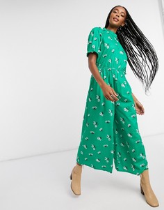 Зеленый трикотажный чайный комбинезон с пуговицами ASOS DESIGN-Мульти