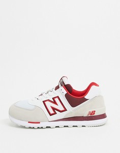 Кремовые замшевые кроссовки New Balance 574-Белый