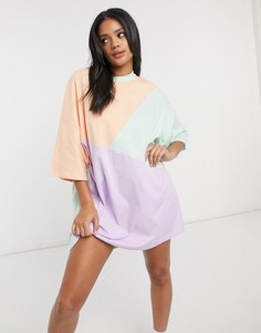 Oversized-платье в стиле колор блок ASOS DESIGN-Мульти