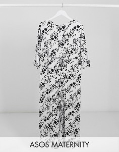 Белый комбинезон с анималистичным принтом ASOS DESIGN maternity-Мульти