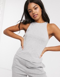 Серая трикотажная майка от пижамы с вырезом "борцовка" ASOS DESIGN-Серый