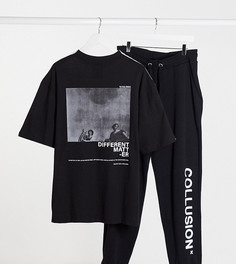 Свободная футболка с принтом COLLUSION Unisex-Мульти