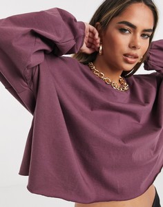 Кроп-топ в стиле oversized с широкими рукавами ASOS DESIGN-Коричневый