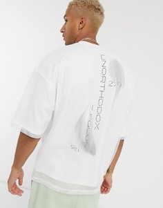 Oversized-футболка с текстовым принтом ASOS DESIGN-Белый