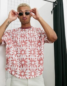 Oversized-футболка рыжего цвета с цветочным принтом ASOS DESIGN-Мульти