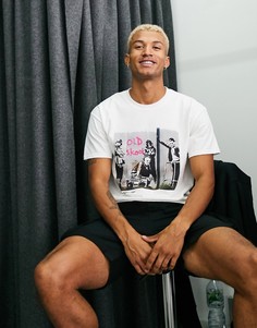 Белая oversized-футболка с принтом в стиле граффити ASOS DESIGN-Черный