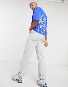 Свободная футболка с вышивкой ASOS DESIGN-Синий