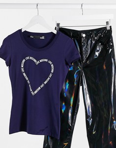 Футболка с логотипом в виде сердца Love Moschino-Синий