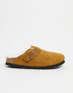 Клоги с меховой подкладкой Birkenstock-Светло-коричневый