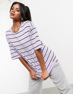 Свободная футболка лавандового цвета в полоску ASOS DESIGN-Мульти
