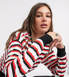 Белый лонгслив в полоску с манжетами ASOS DESIGN Tall