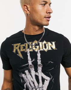 Черная футболка с принтом Religion-Черный