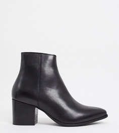 Черные кожаные ботинки челси для широкой стопы ASOS DESIGN-Черный